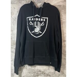 47 Brand Las Vegas Raiders Black Hooded Sweatshirt Hoodie Men's Large NFL